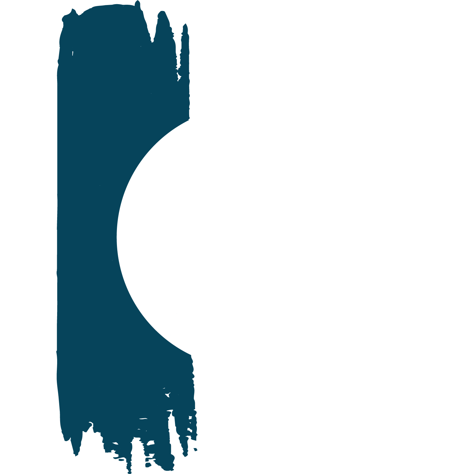 Black circle over a rough, textured blue rectangle background
